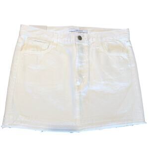 J Brand White denim button fly jean skirt distressed pockets mini solid. XS